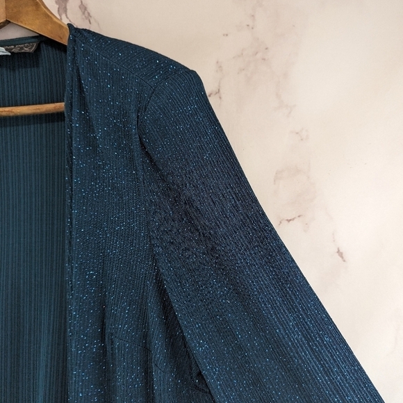 Alex Evenings Jacket Women 14W P Green Sparkle Shimmer Metallic Lightweight - Picture 8 of 11